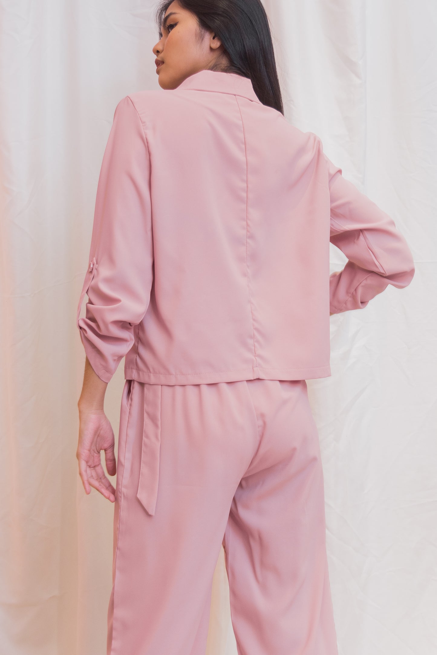 FENNELL Set: Blazer Suit & Belted Pants - Old Rose