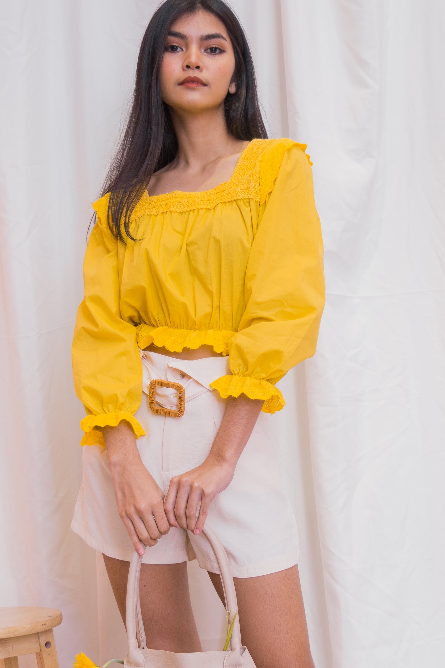 OLIVIA Square Neck Long Sleeve Blouse