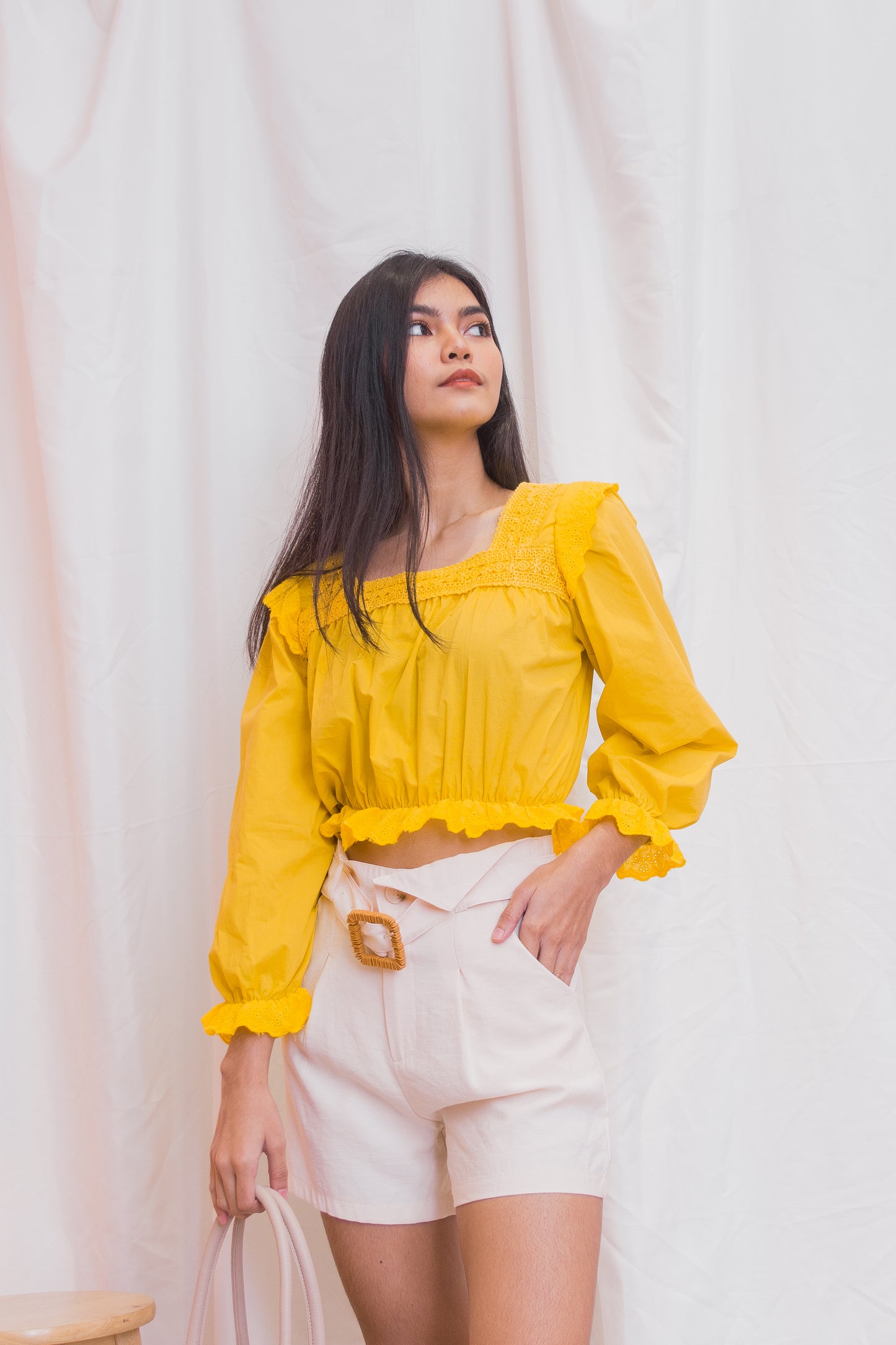 OLIVIA Square Neck Long Sleeve Blouse