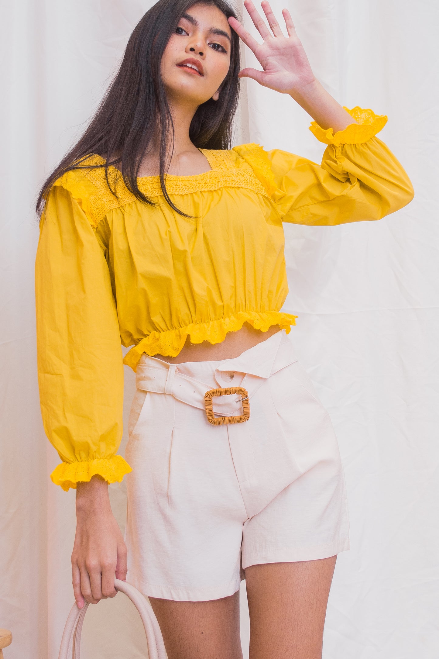 OLIVIA Square Neck Long Sleeve Blouse