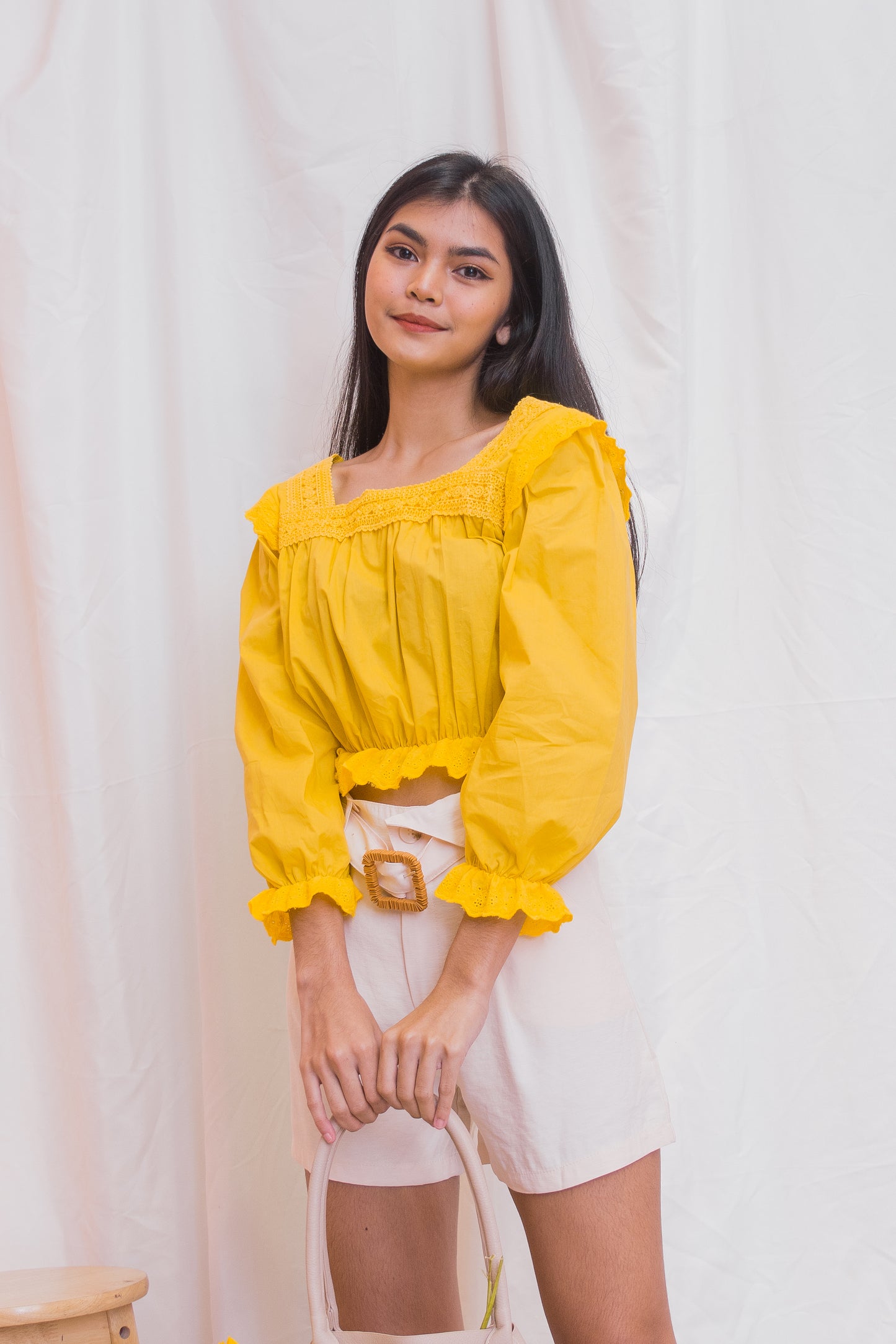OLIVIA Square Neck Long Sleeve Blouse