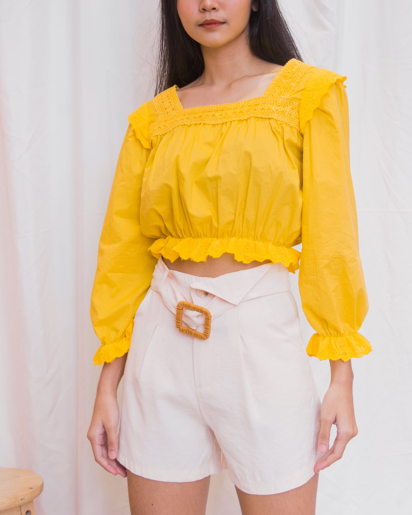 OLIVIA Square Neck Long Sleeve Blouse