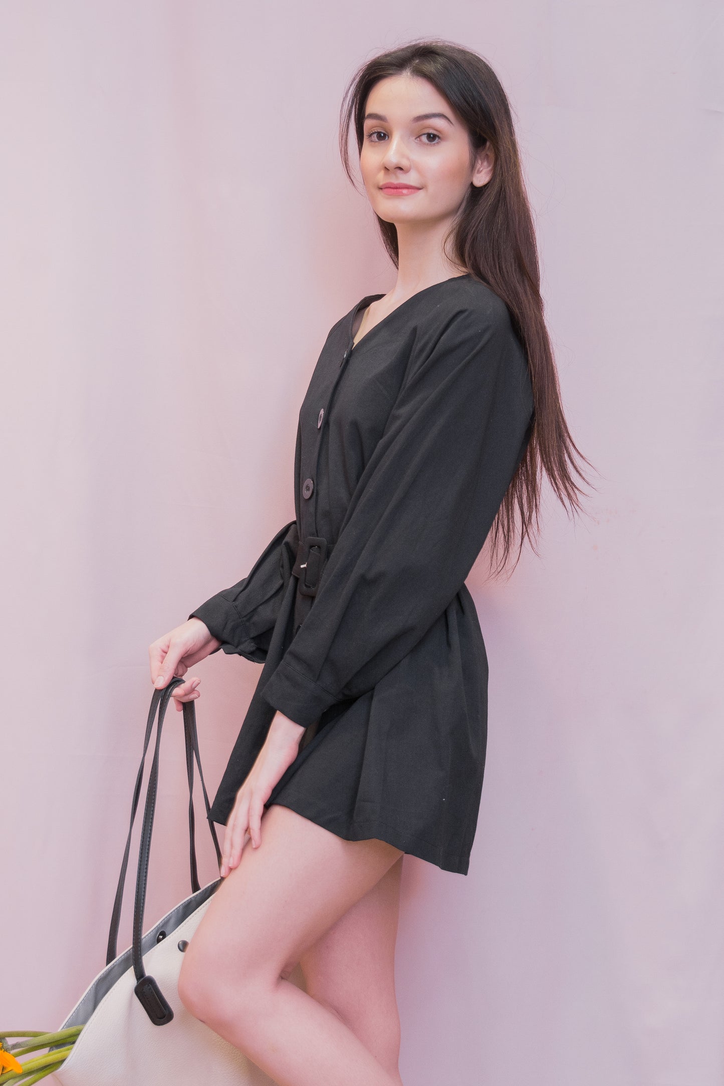 KLARA Buttondown Belted Dress