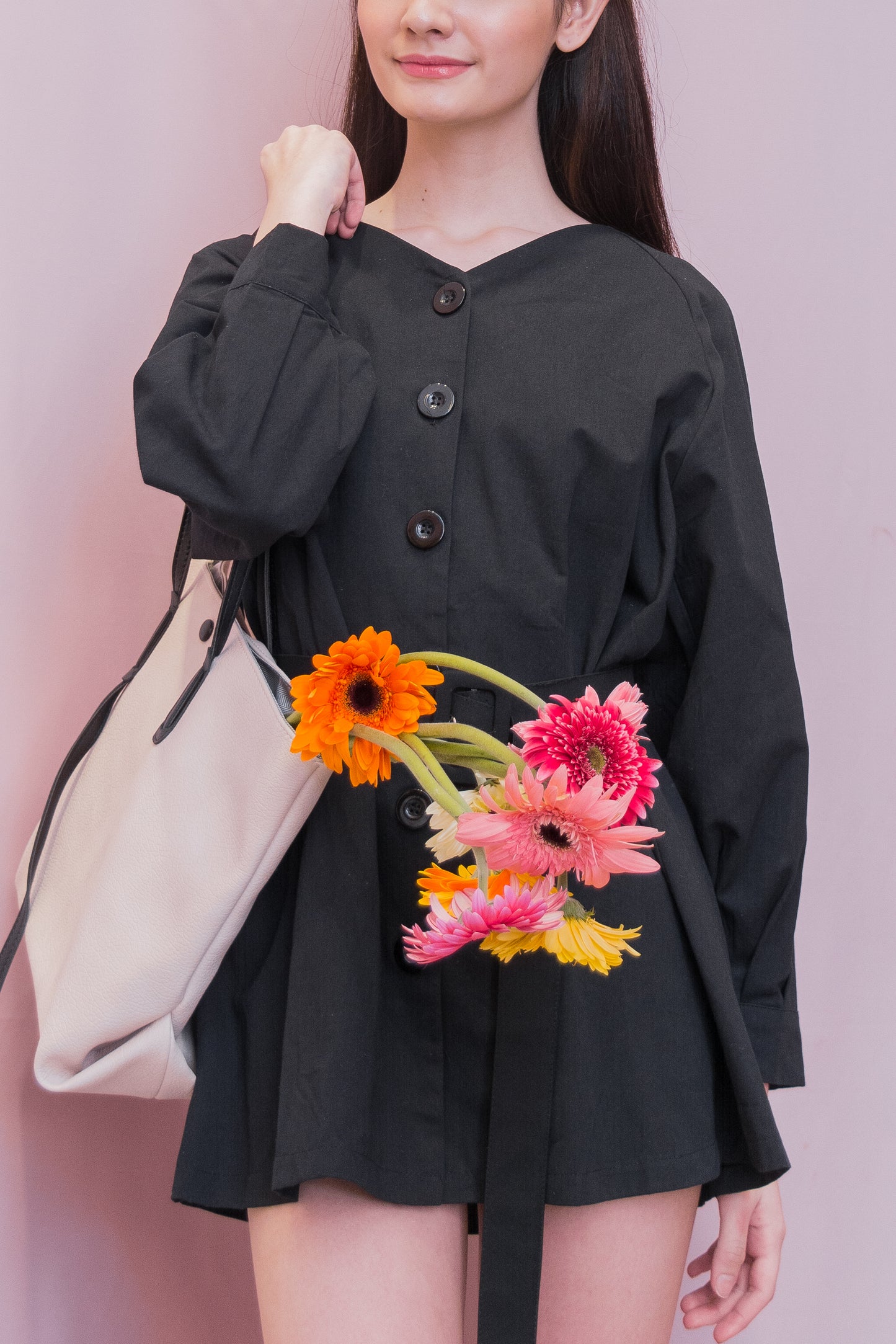 KLARA Buttondown Belted Dress