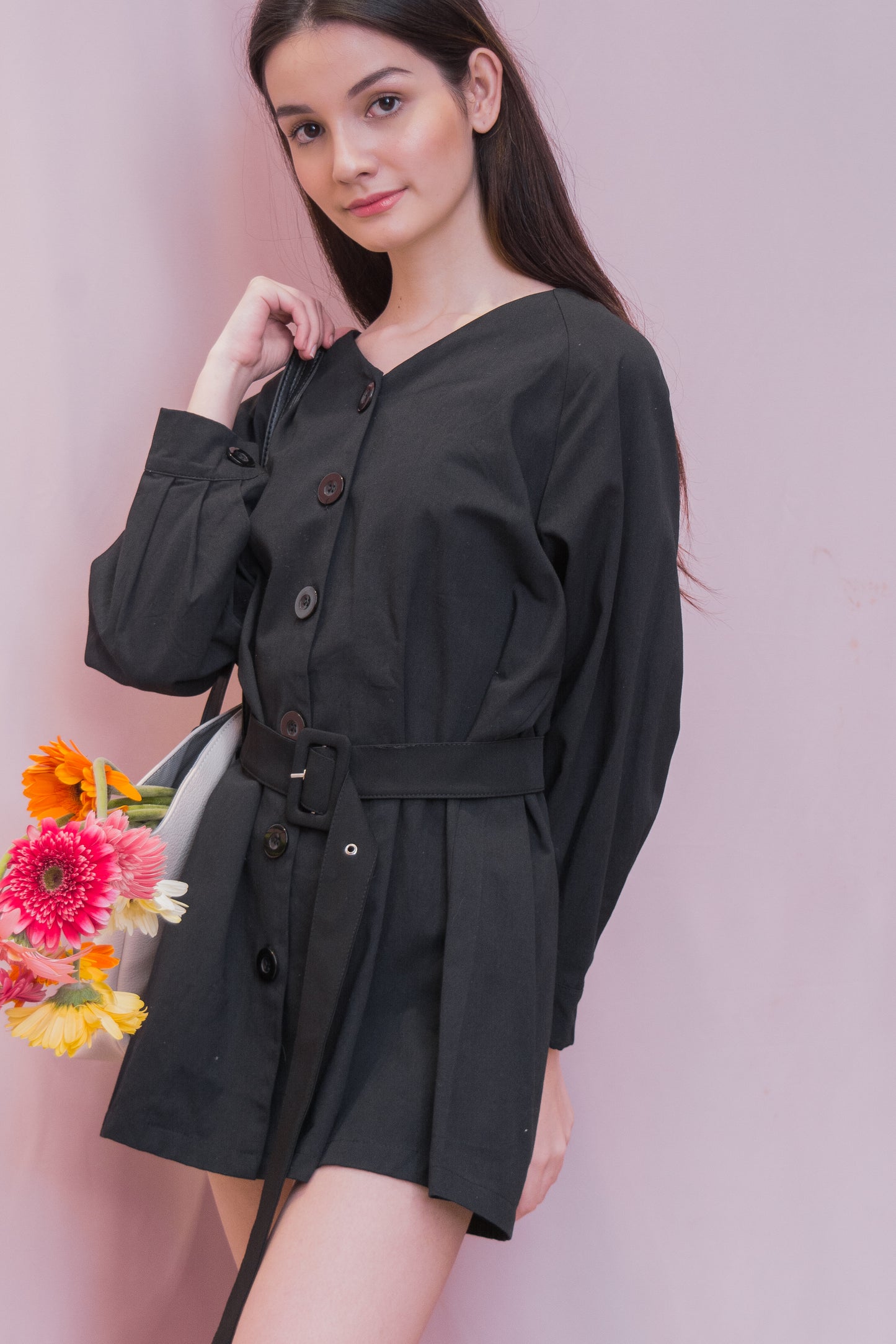 KLARA Buttondown Belted Dress