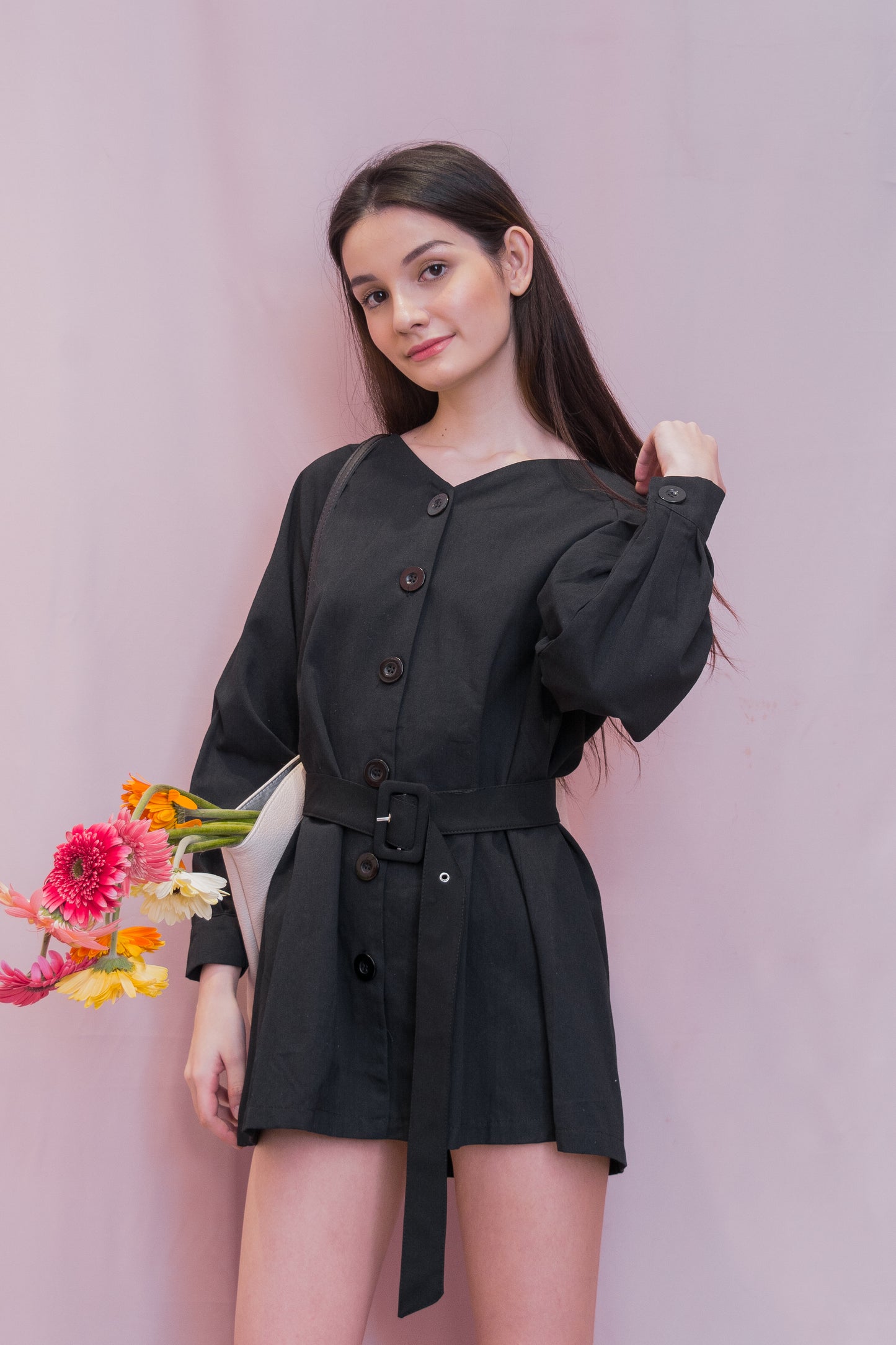 KLARA Buttondown Belted Dress
