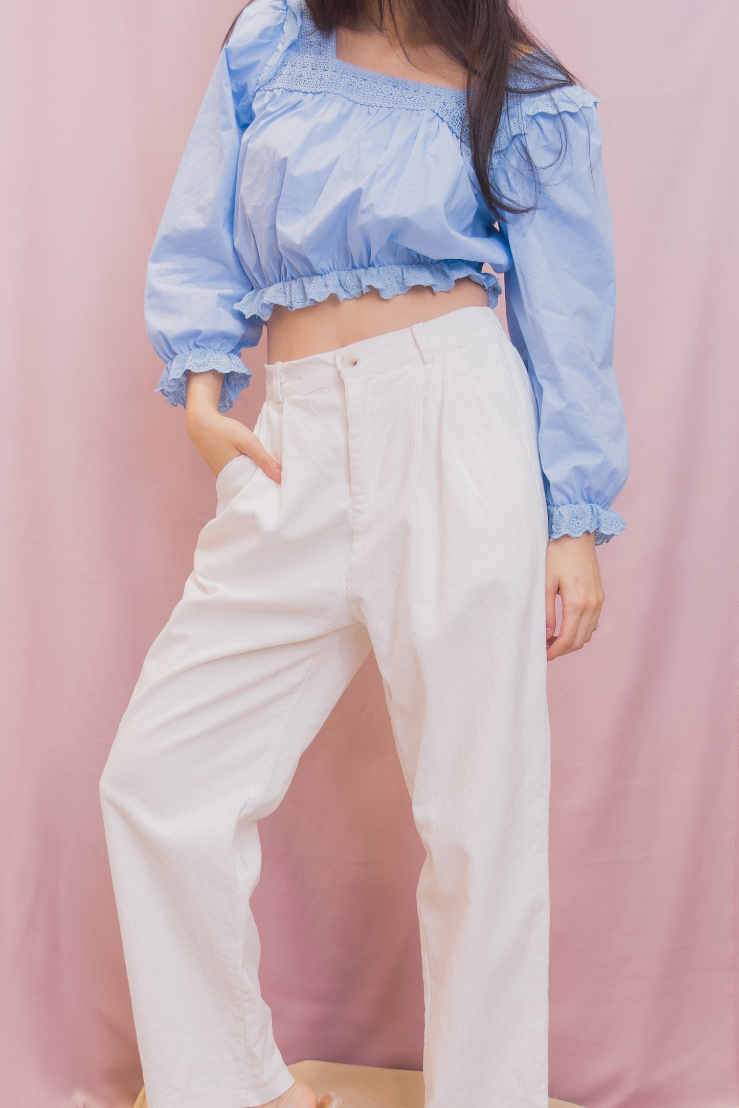 OLIVIA Square Neck Long Sleeve Blouse