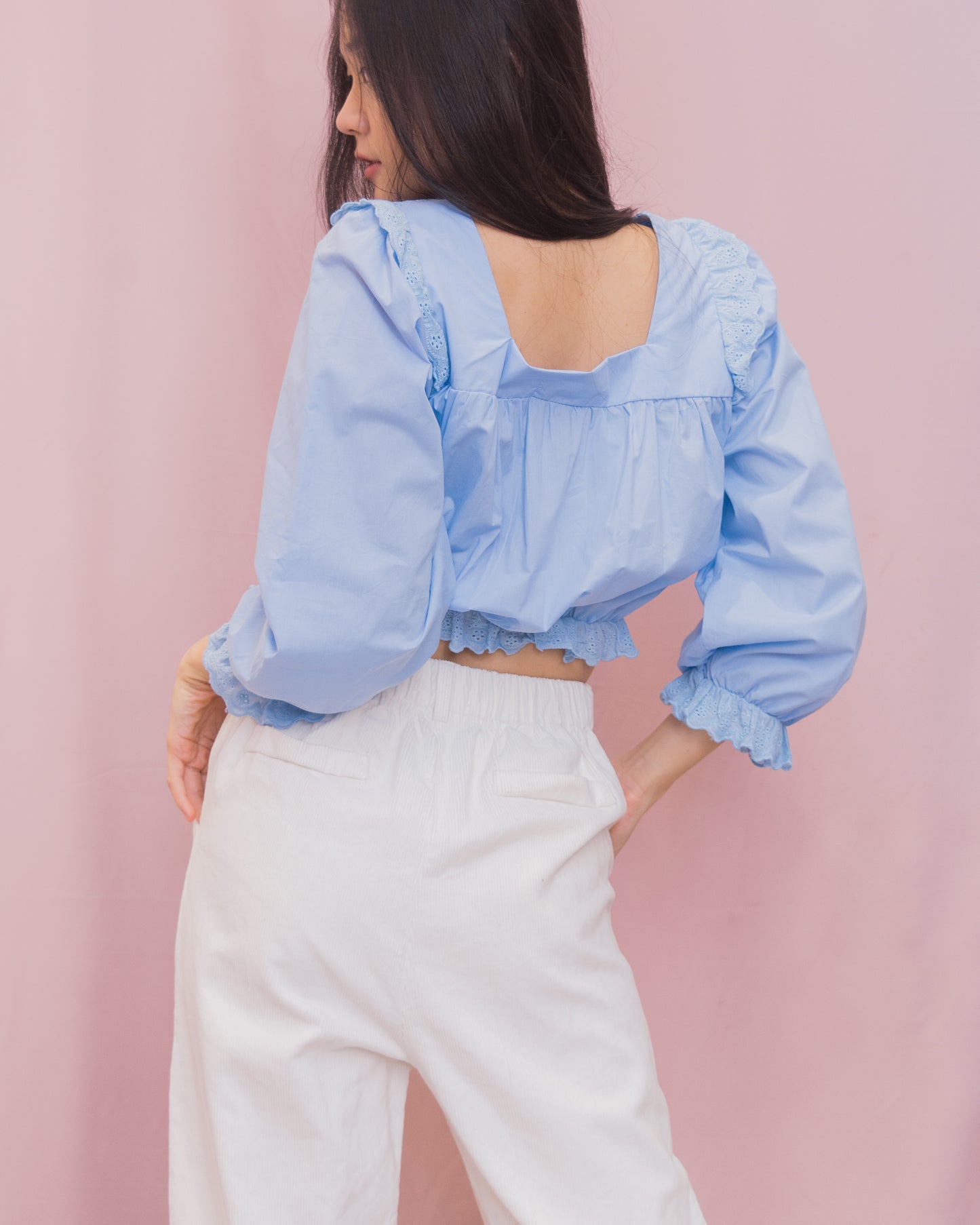 OLIVIA Square Neck Long Sleeve Blouse