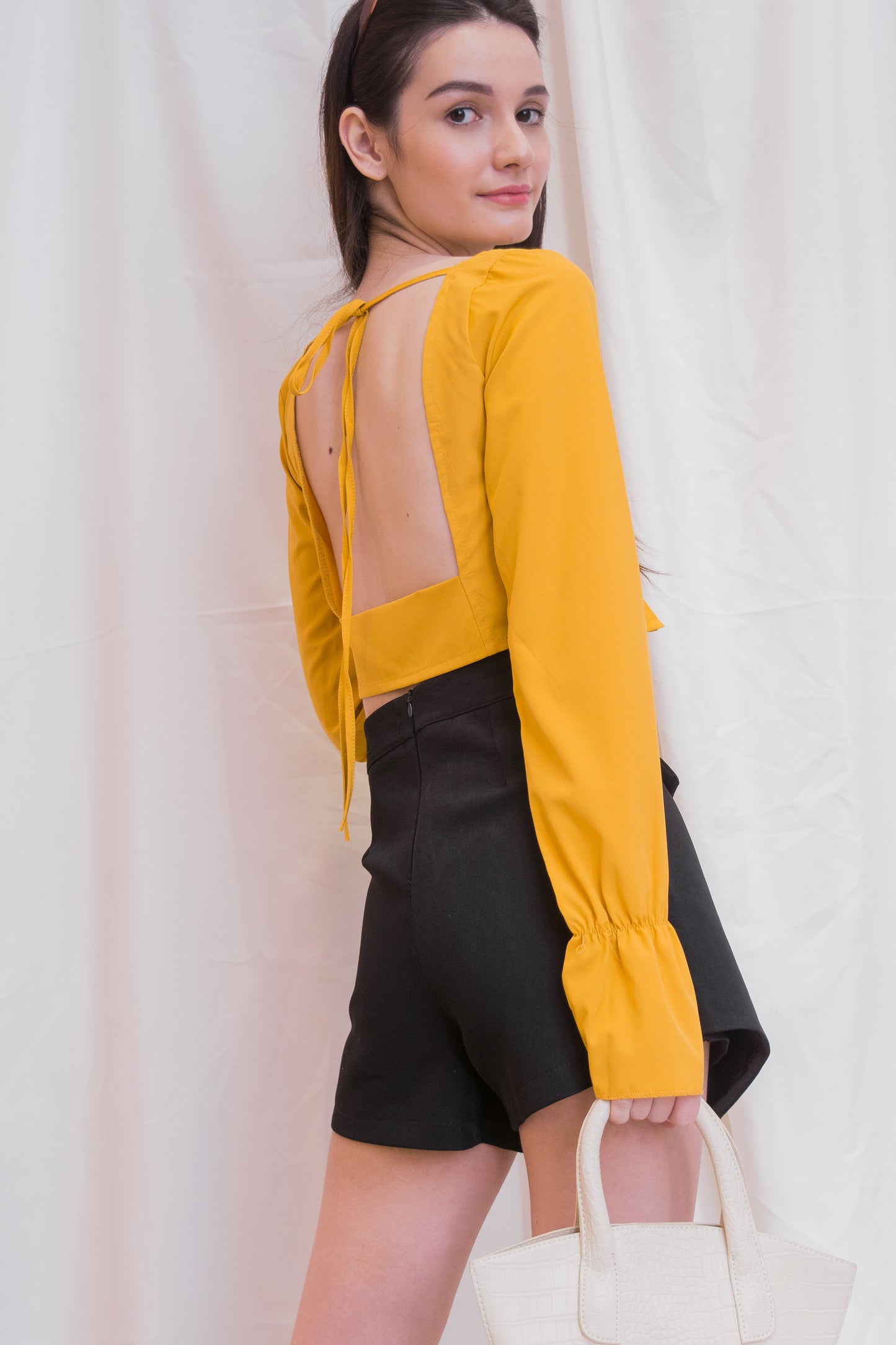 MINA Bow Long Sleeve Crop Top
