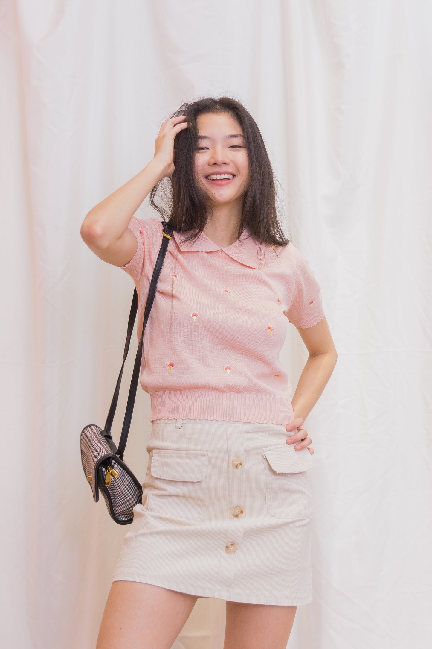 ISSA Corduroy Buttoned Skirt
