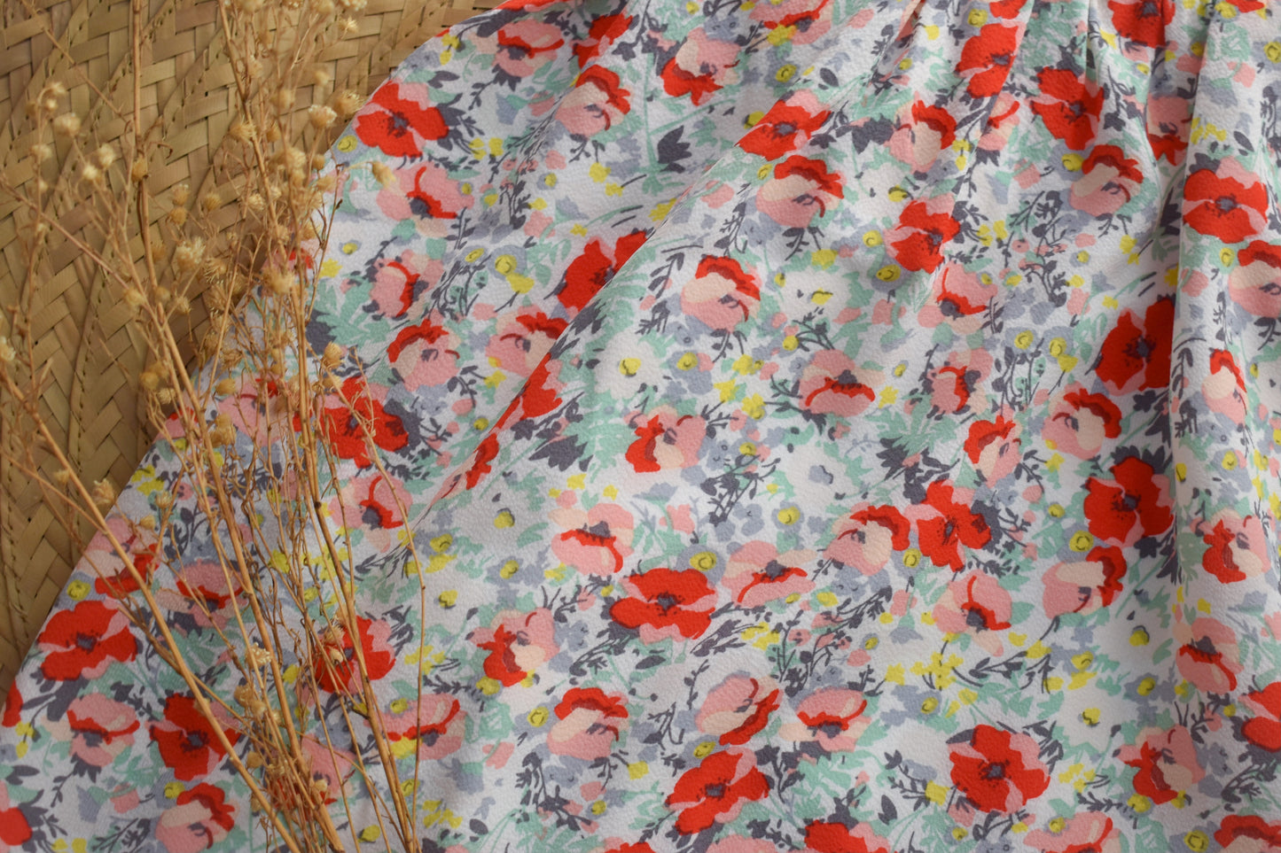 TBDA: Sweet Bouquet Smocked Dress: Mixed Red Floral