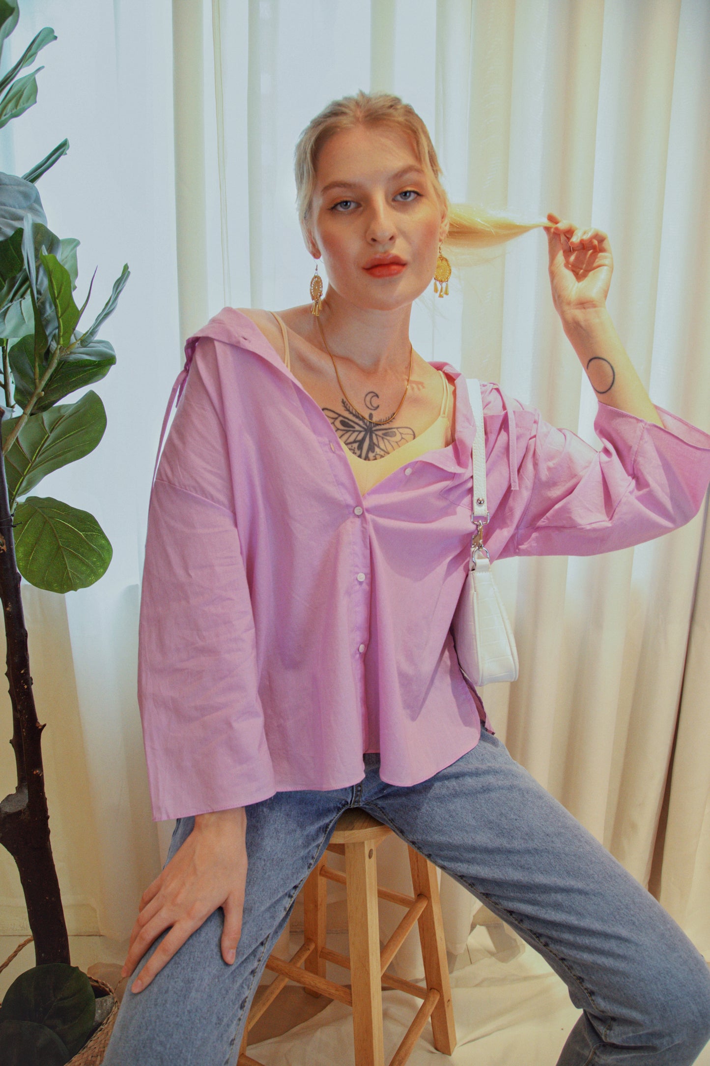 DENVER Hoodie Buttondown Top