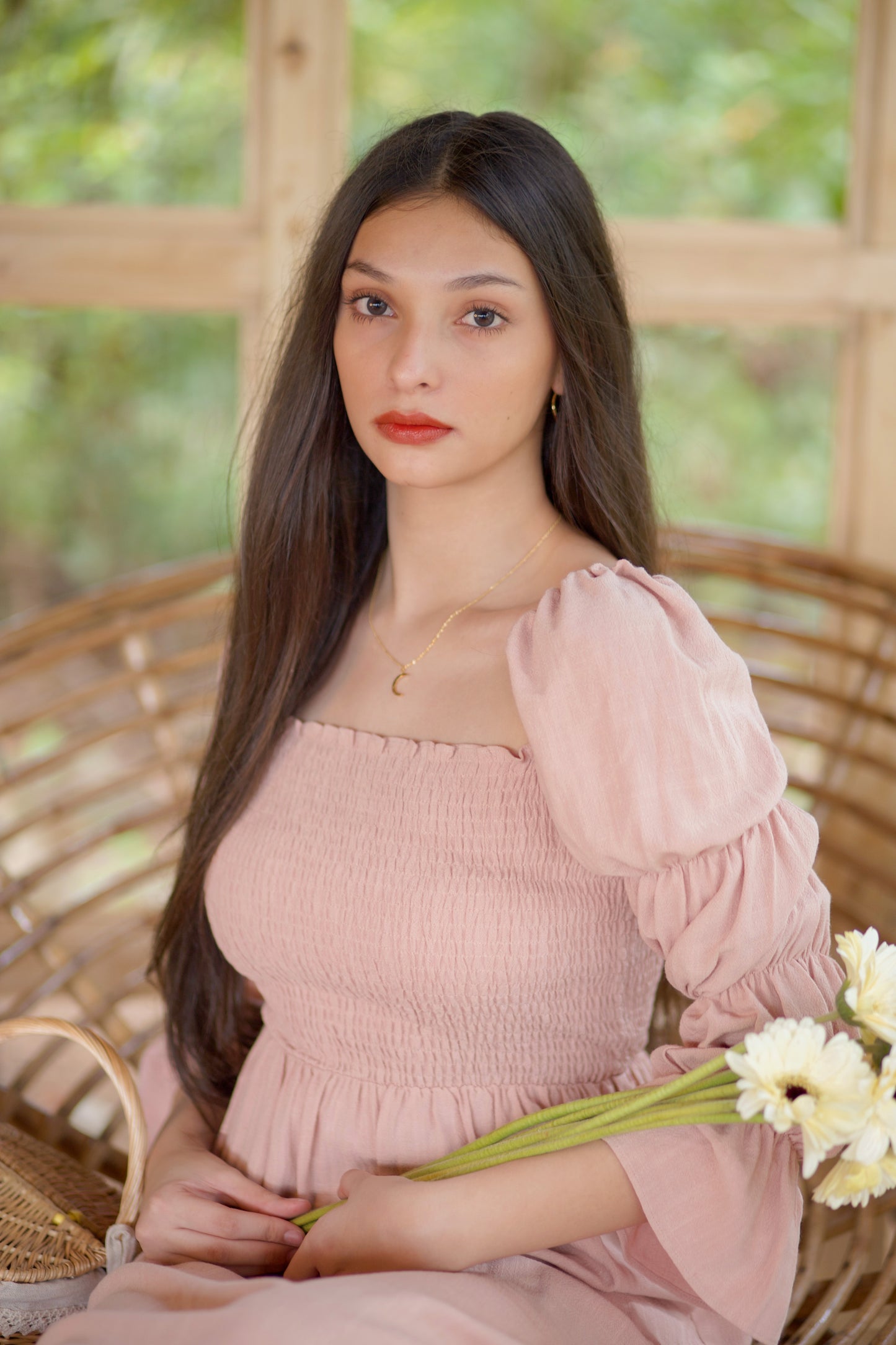 TBDA: Aurore Tiered Puff Sleeve Smocked Dress - Youthful Coral