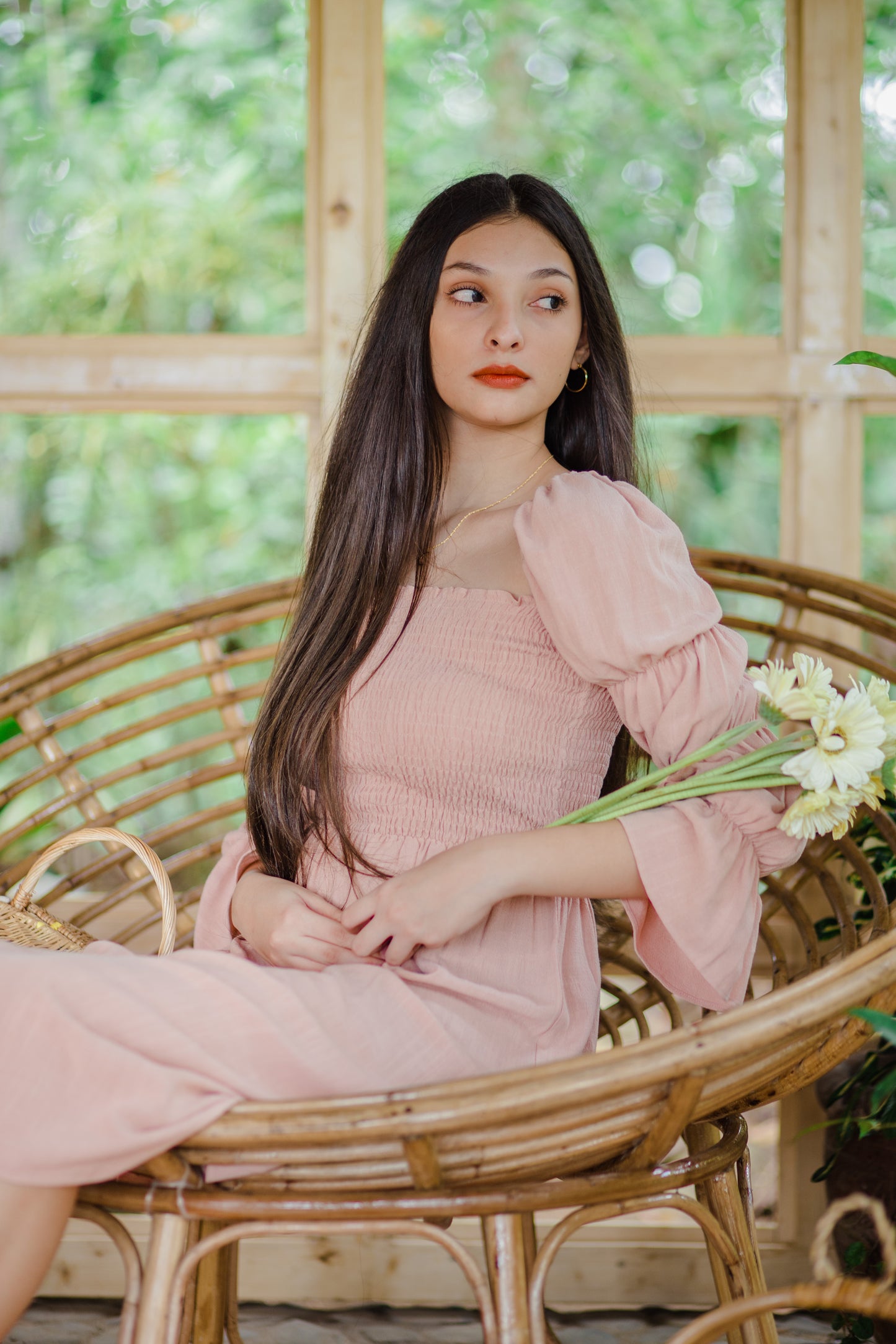 TBDA: Aurore Tiered Puff Sleeve Smocked Dress - Youthful Coral