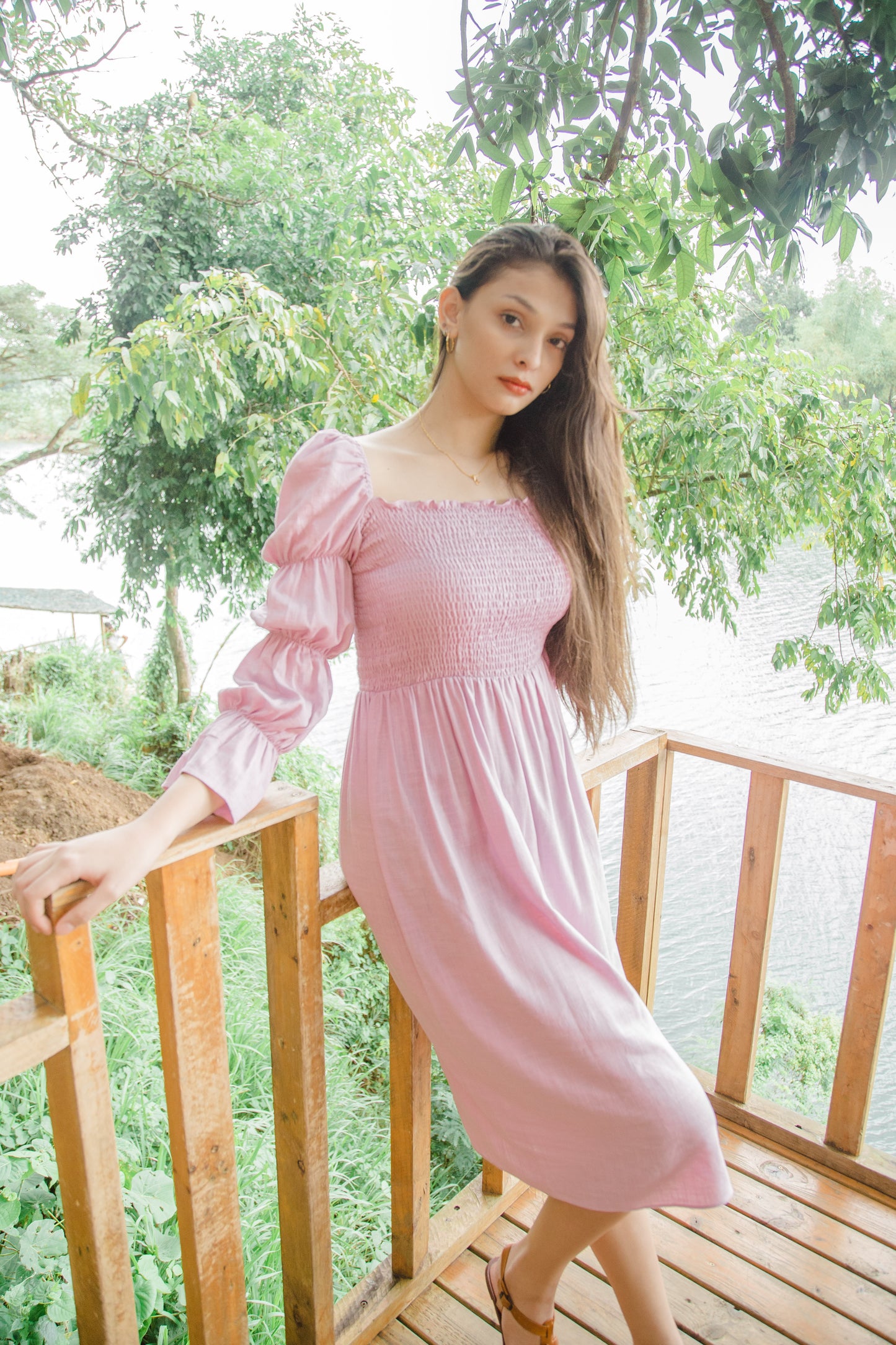 TBDA: Aurore Tiered Puff Sleeve Smocked Dress - Lilac