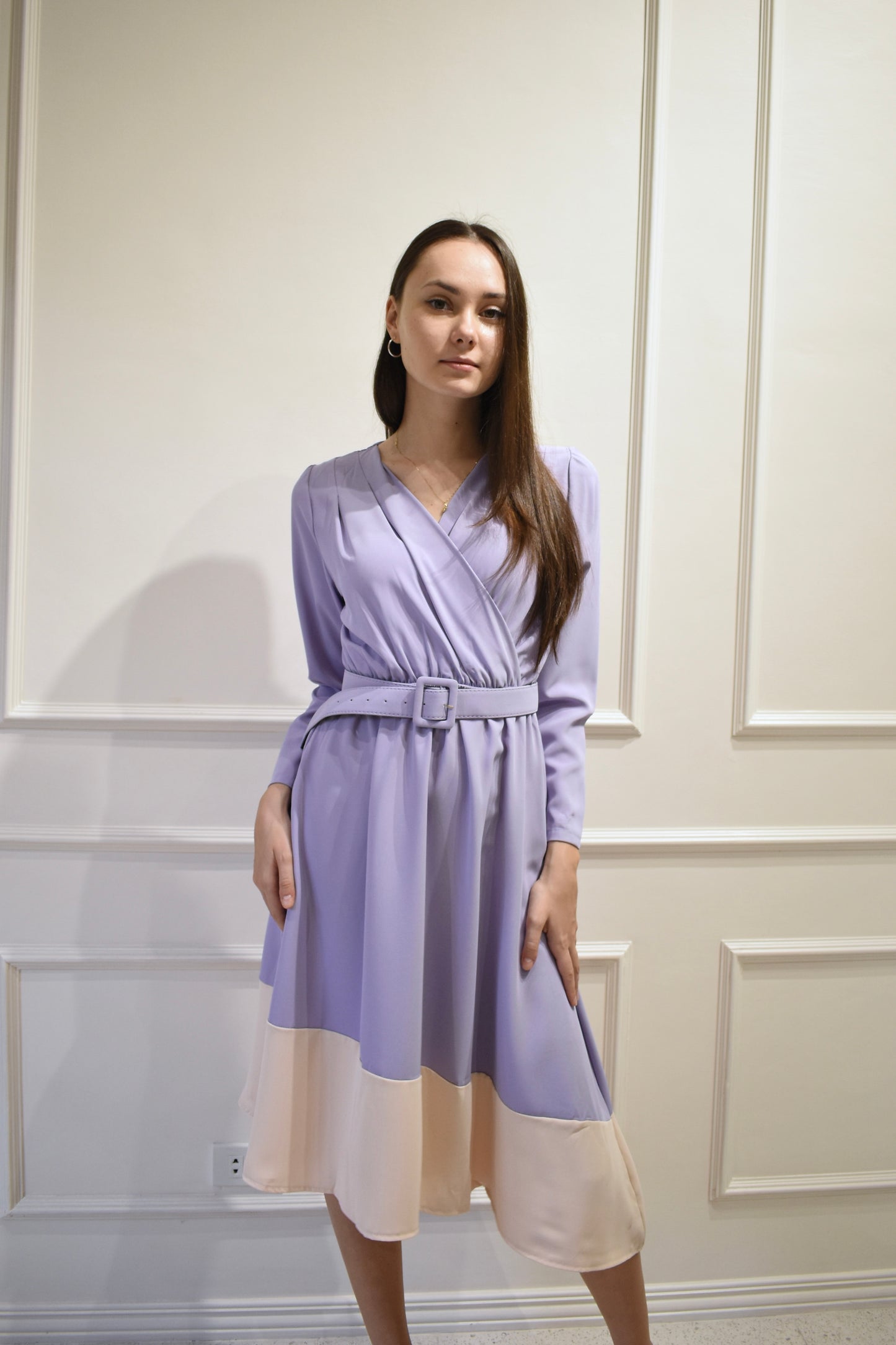 ELEA Asymmetrical Belted Dress (LILAC)