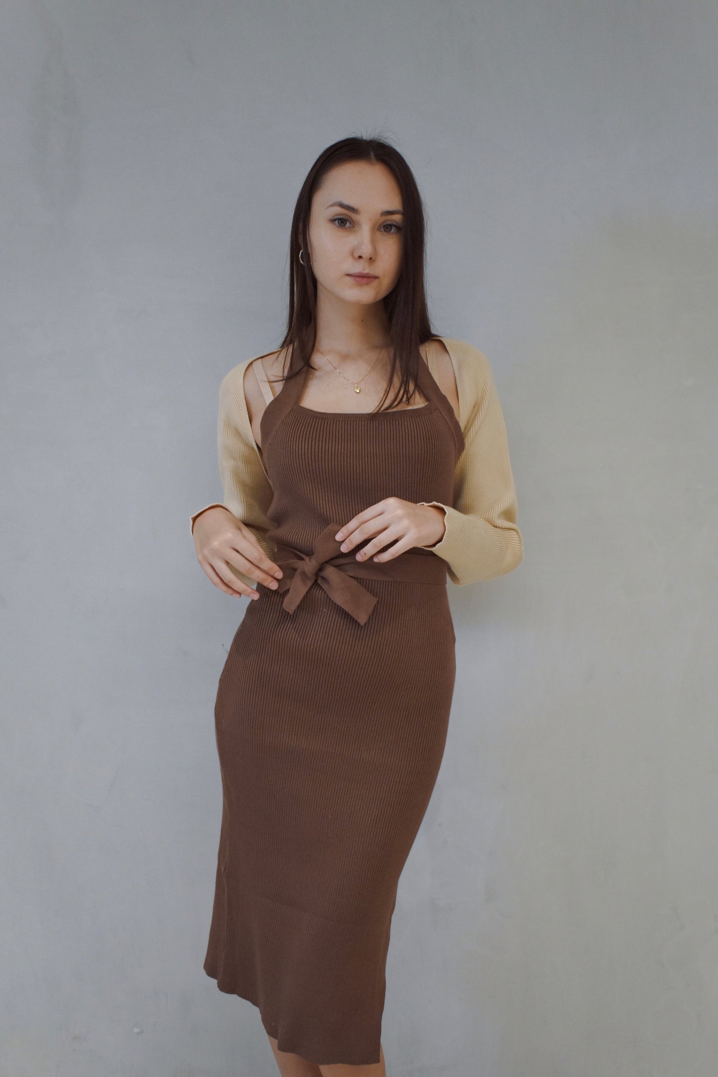 PAISLEY Halter Knit Dress (CHOCOLATE BROWN)