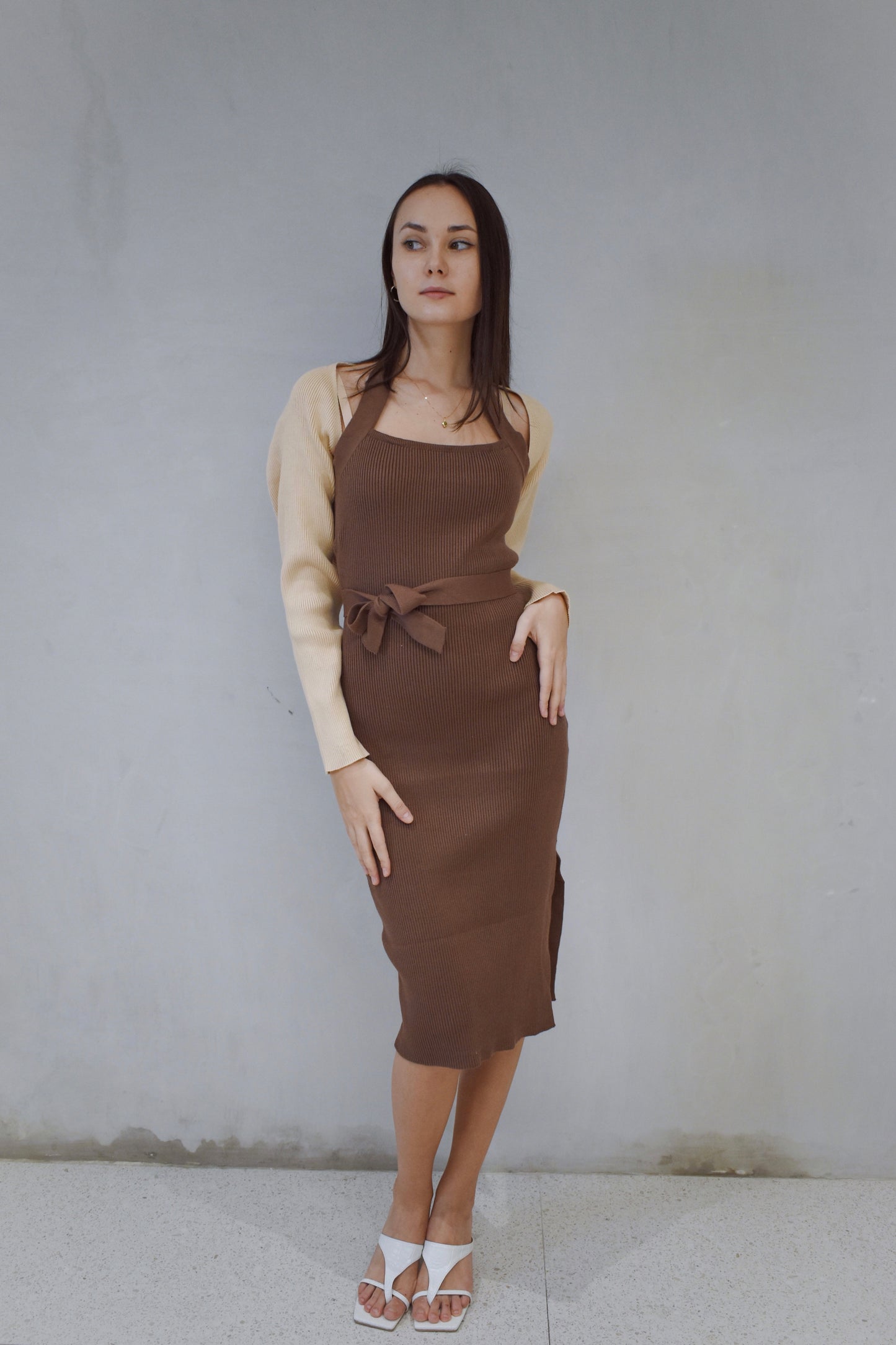 PAISLEY Halter Knit Dress (CHOCOLATE BROWN)