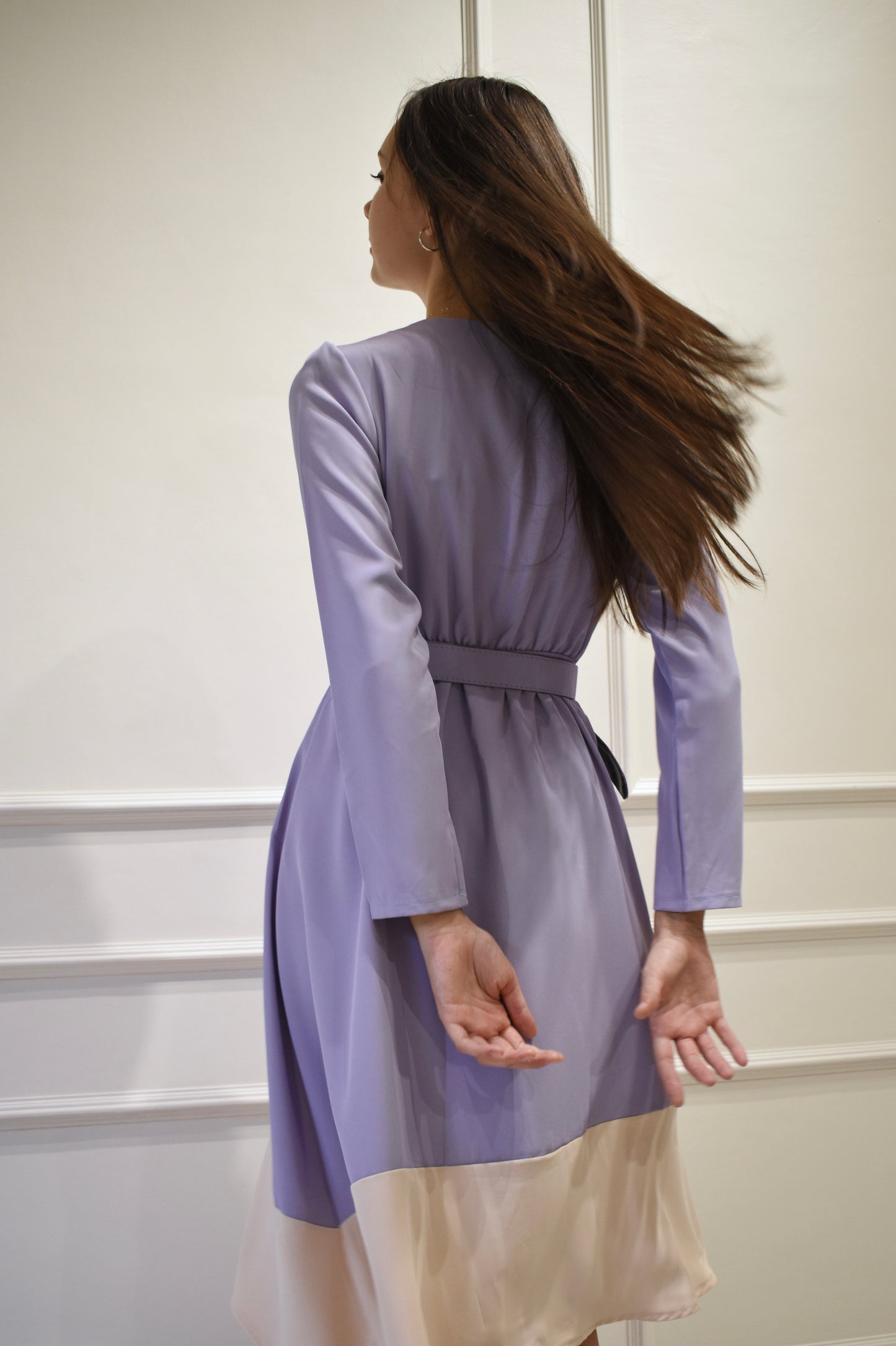 ELEA Asymmetrical Belted Dress (LILAC)