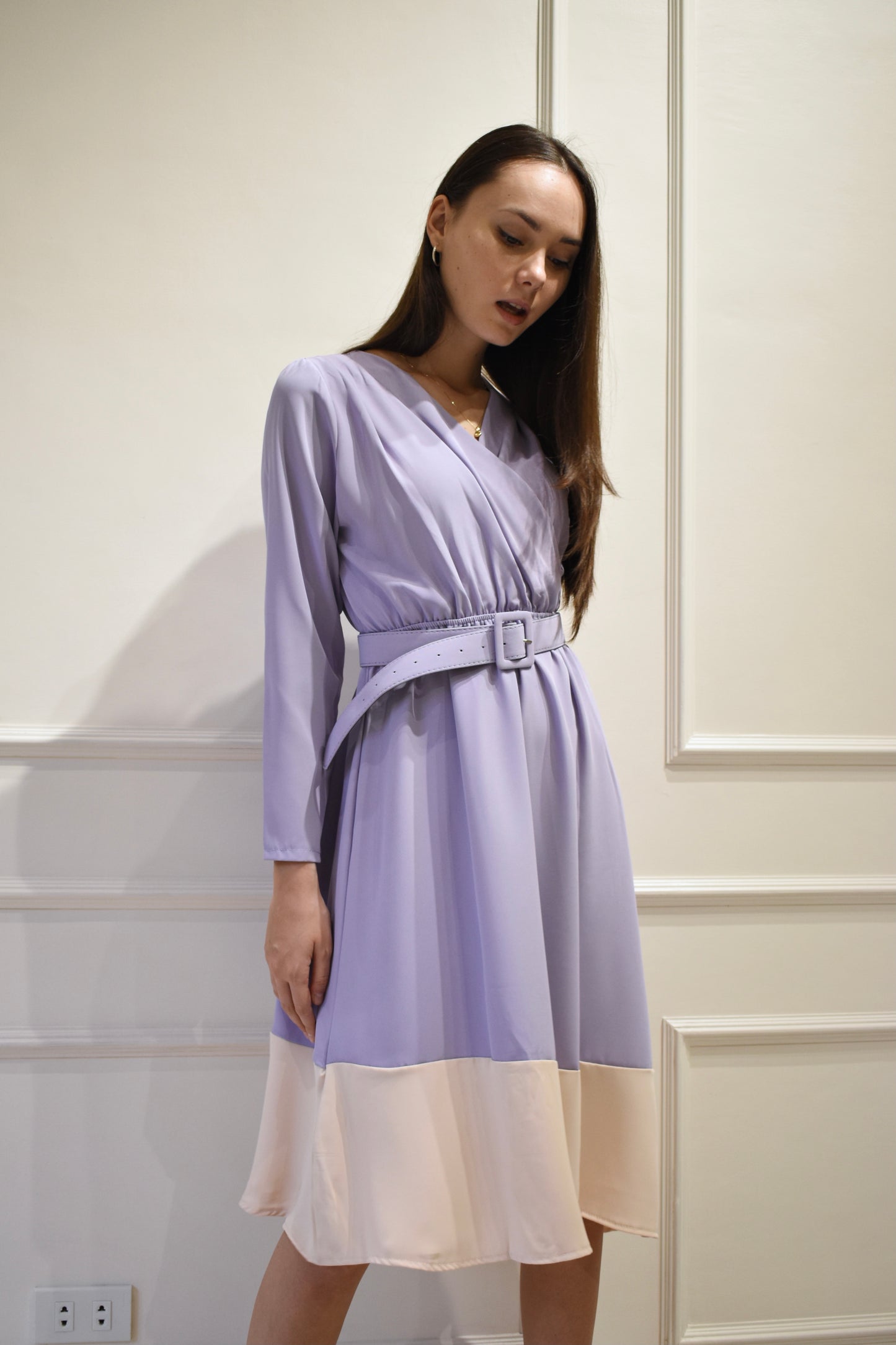 ELEA Asymmetrical Belted Dress (LILAC)