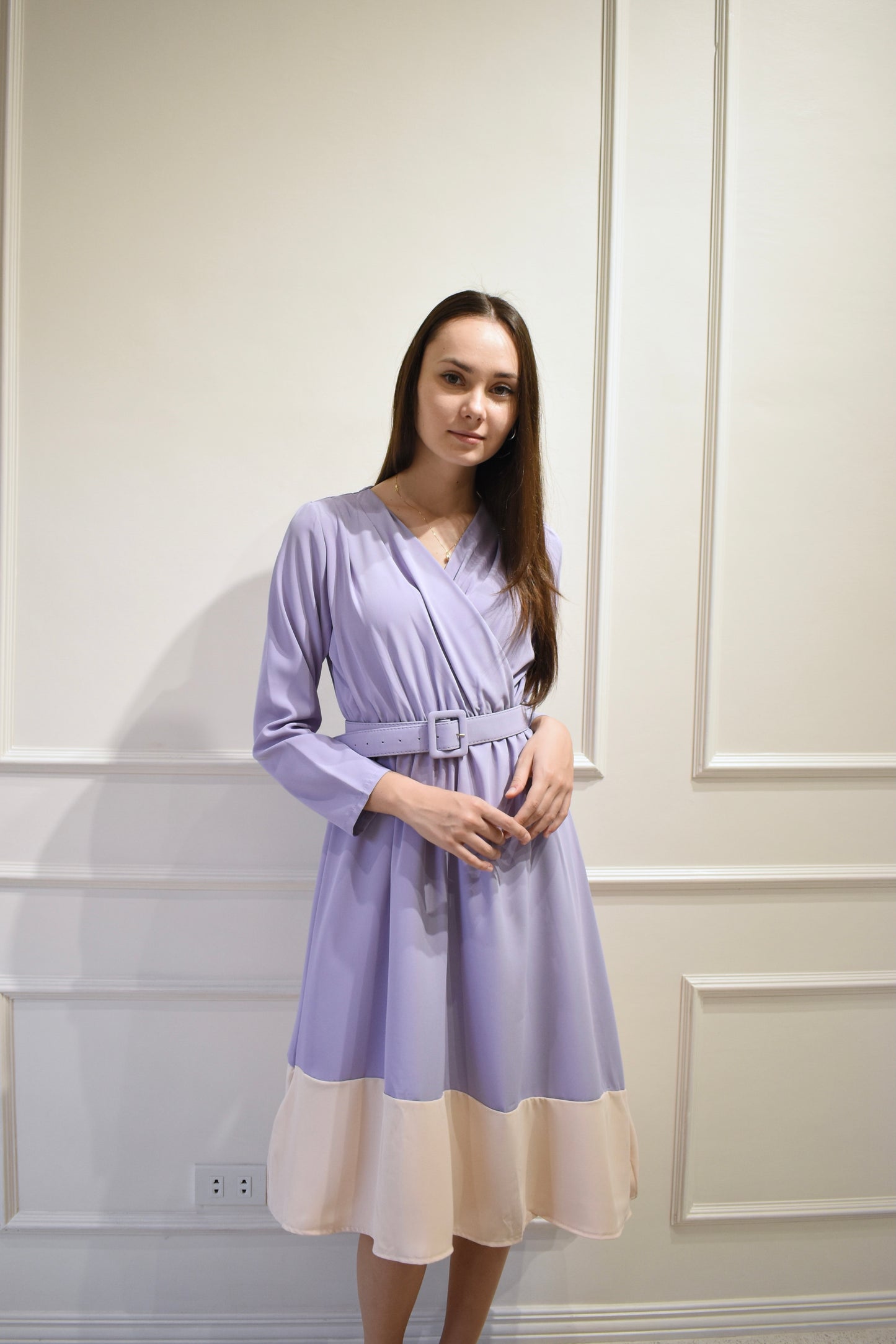 ELEA Asymmetrical Belted Dress (LILAC)