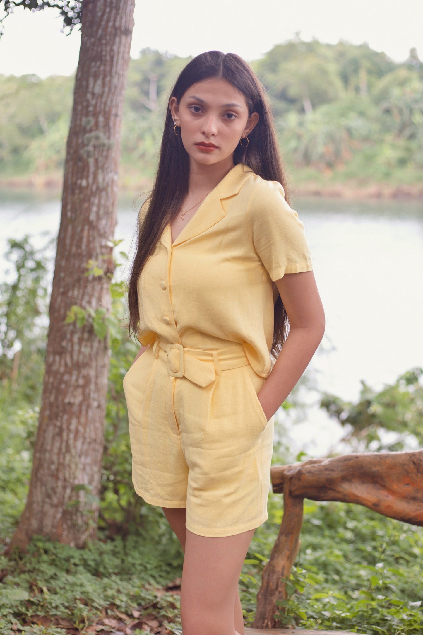 TBDA: Afternoon Tea Time Coordinates: Collared Buttondown & Belted Shorts - Lemon Yellow