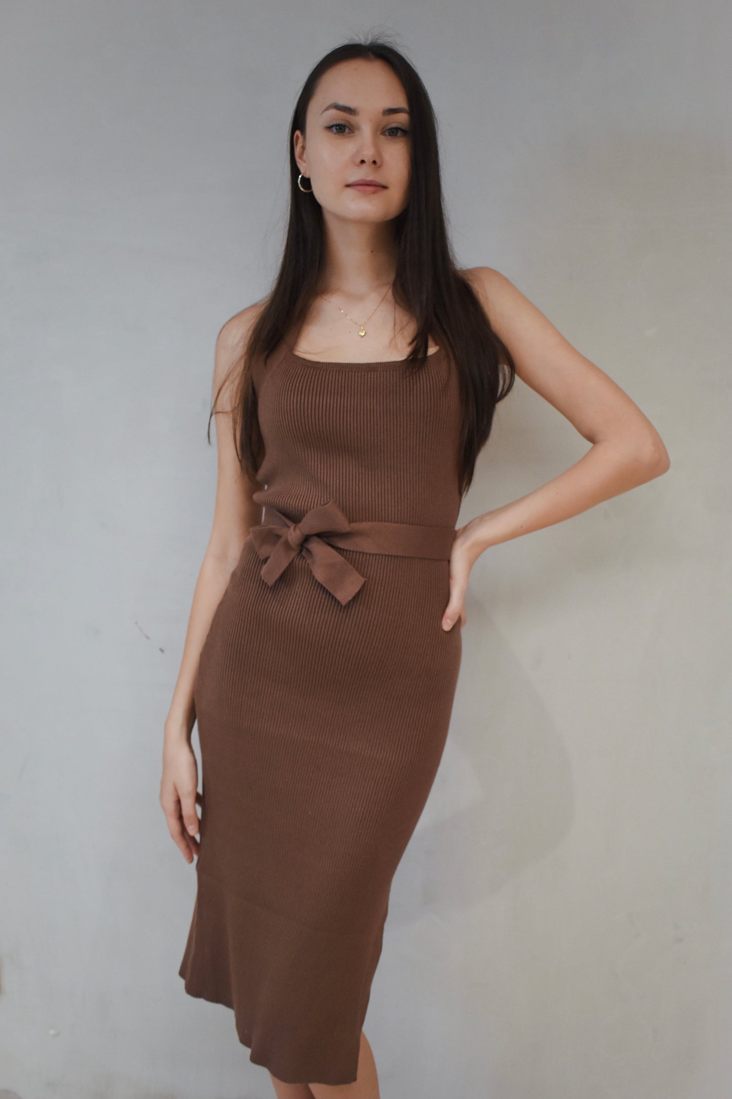PAISLEY Halter Knit Dress (CHOCOLATE BROWN)