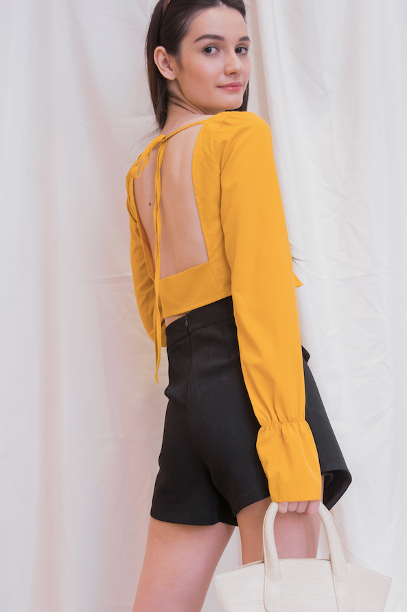 MINA Bow Long Sleeve Crop Top
