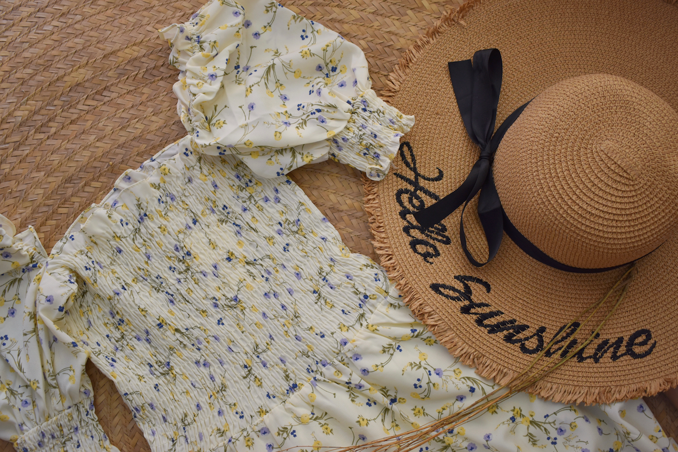 TBDA: Sweet Bouquet Smocked Dress: Light Yellow