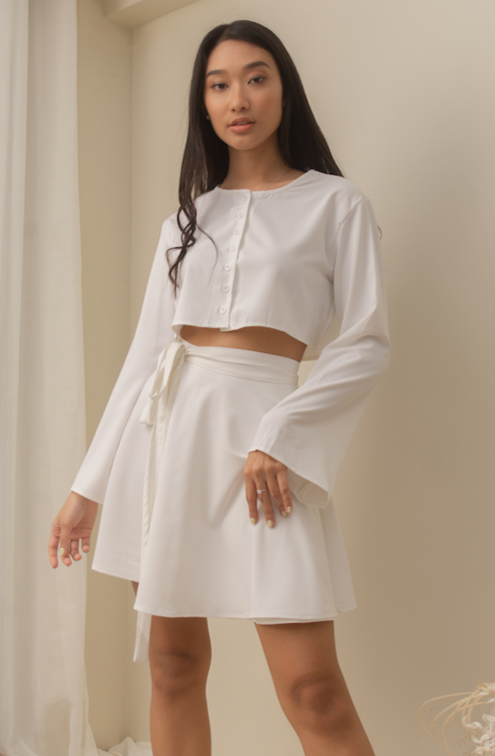 JEMIMAH Coordinates: Buttoned Long Sleeve + Wrap Skirt