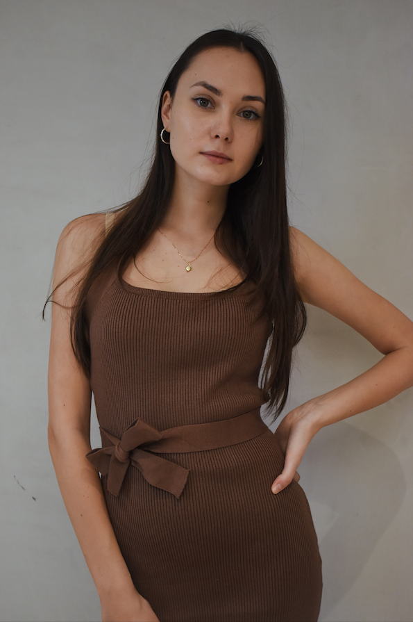 PAISLEY Halter Knit Dress (CHOCOLATE BROWN)