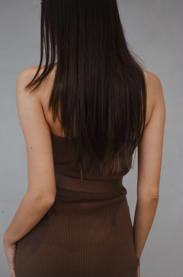 PAISLEY Halter Knit Dress (CHOCOLATE BROWN)