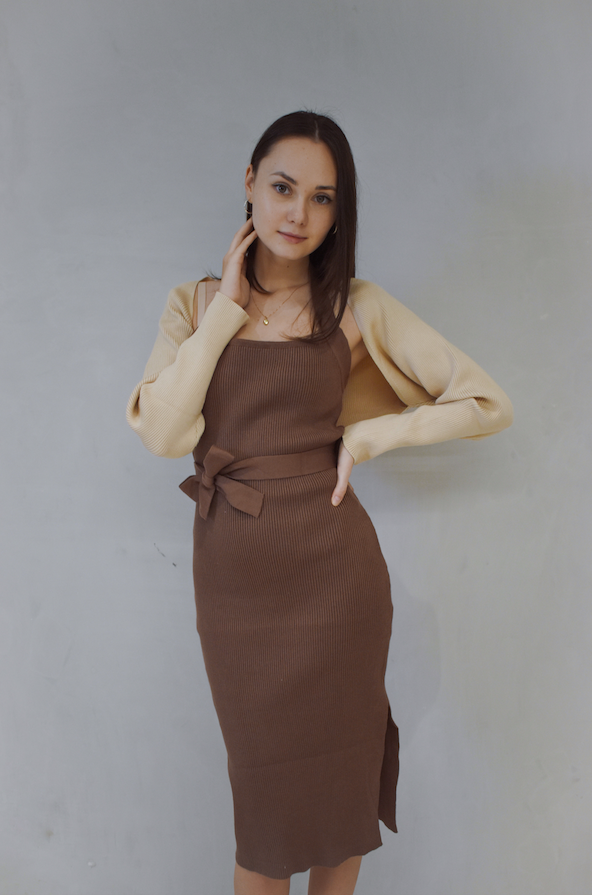 PAISLEY Halter Knit Dress (CHOCOLATE BROWN)