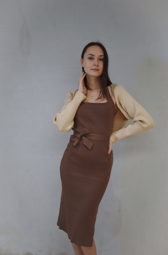 PAISLEY Halter Knit Dress (CHOCOLATE BROWN)