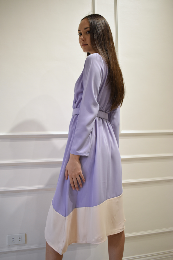 ELEA Asymmetrical Belted Dress (LILAC)